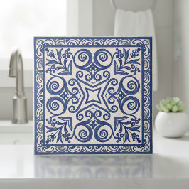 Mediterranean Pattern Pat#5 Blue Ivory ID1195 Tegeltje
