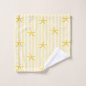 Mediterranean Seaside Starfish Stripe Lemon Yellow (Gant de toilette)