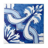 Mediterranean style Azur flower blue big pattern Tegeltje (Voorkant)