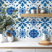 Mediterranean style Azur flower blue pattern Tegeltje