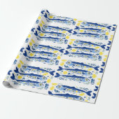 Mediterranean Summer Blue and Yellow Sardines Cadeaupapier (Uitgerold)