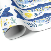 Mediterranean Summer Blue and Yellow Sardines Cadeaupapier (Rol Hoek)