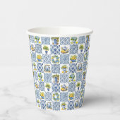 Mediterranean Summer Lemon Pattern Papieren Bekers (Links)