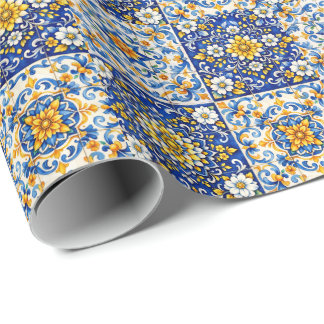 Mediterranean Tile Party Wrap  Cadeaupapier