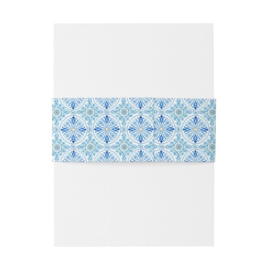 Mediterranean Tile Pattern | Amalfi Coast Wedding Uitnodigingen Wikkel (Achterkant Voorbeeld)