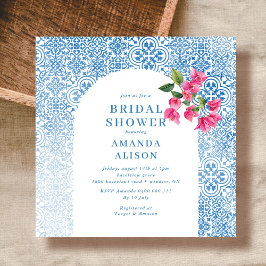 Mediterranean tile pattern Bridal Shower Kaart