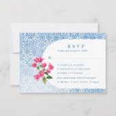 Mediterranean tile pattern RSVP Response Card (Voorkant)