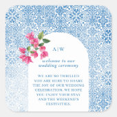 Mediterranean tile pattern vierkante sticker (Voorkant)