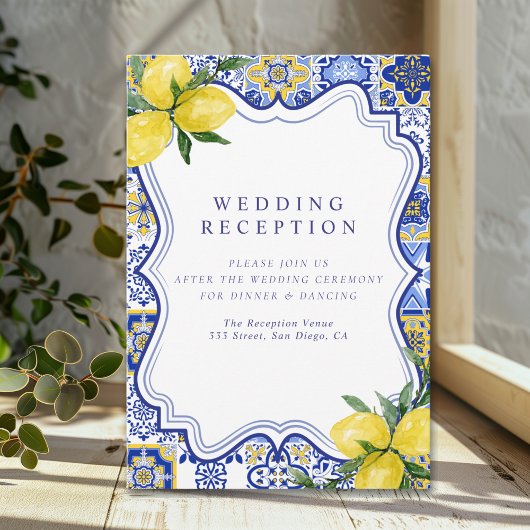 Mediterranean Tile Wedding with Lemons Informatiekaartje