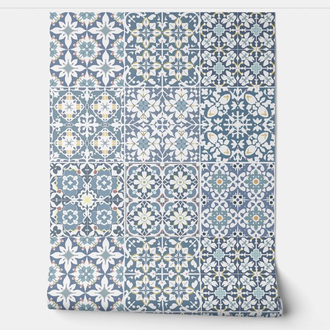 Mediterranean Tiles, Moroccan, Majolica, Azulejo Behang (Afrollen)