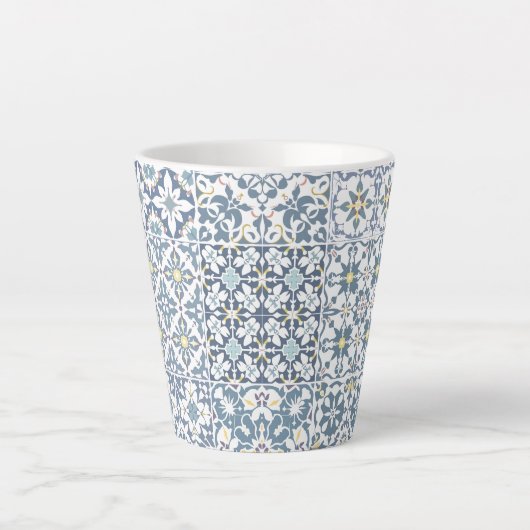 Mediterranean Tiles, Moroccan, Majolica, Azulejo Latte Mok (Voorkant)
