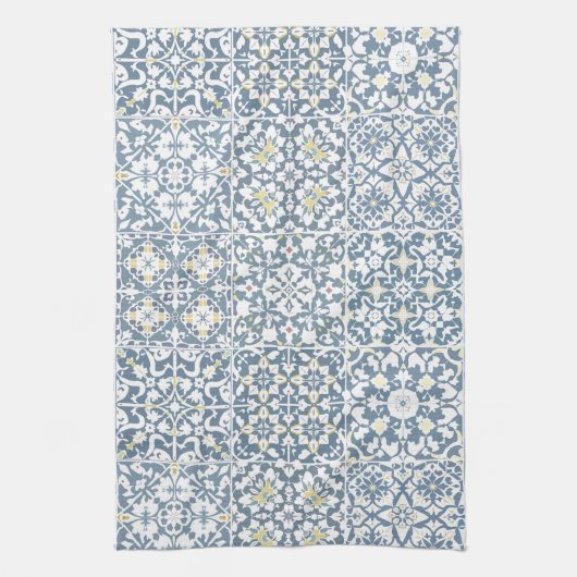 Mediterranean Tiles, Moroccan, Majolica, Azulejo Theedoek (Verticaal)