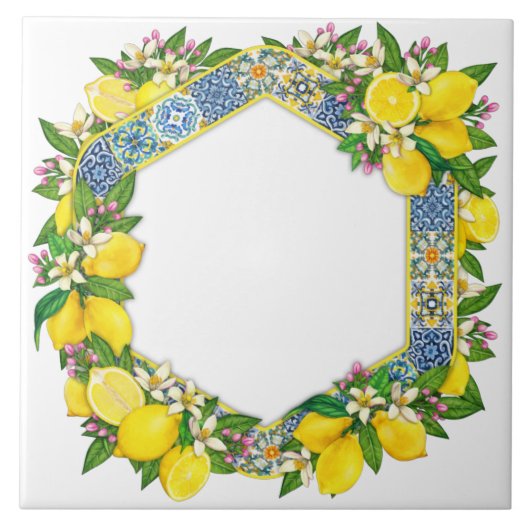 Mediterranean Traditional Pattern Ceramic Tile Tegeltje (Voorkant)