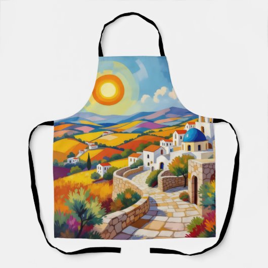 Mediterranean Village Painting Schort (Voorkant)