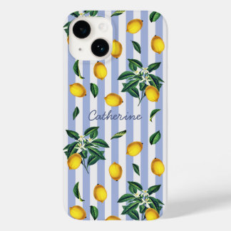 Mediterranean Vintage Citroen Blauwe Strepen Naam Case-Mate iPhone 14 Hoesje