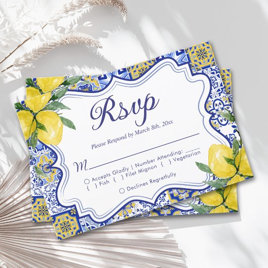 Mediterranean Wedding Style with Italian Tiles RSVP Kaartje