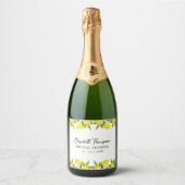 Mediterranean Yellow Lemon Bridal shower Sparkling Wijnetiket (Voorkant)