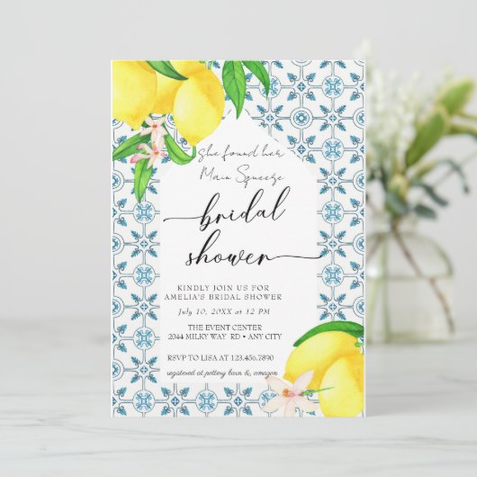 Méditerranée | Citron | Invitation de douche nupti (Debout devant)