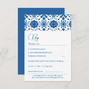 Méditerranée moderne bleu Mariage carte Rsvp