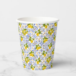 Mediterrenean Citrus Lemon pattern Paper Cups Papieren Bekers
