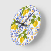 Mediterrenean Citrus Lemon pattern Ronde Klok (Hoek)