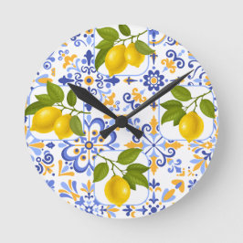 Mediterrenean Citrus Lemon pattern Ronde Klok