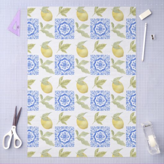 Mediterrenean Citrus Lemon pattern Tissuepapier (Craft)