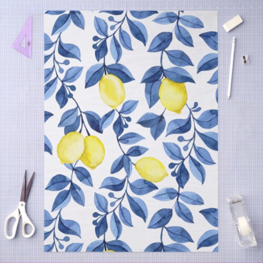 Mediterrenean Citrus Lemon pattern Tissuepapier (Craft)