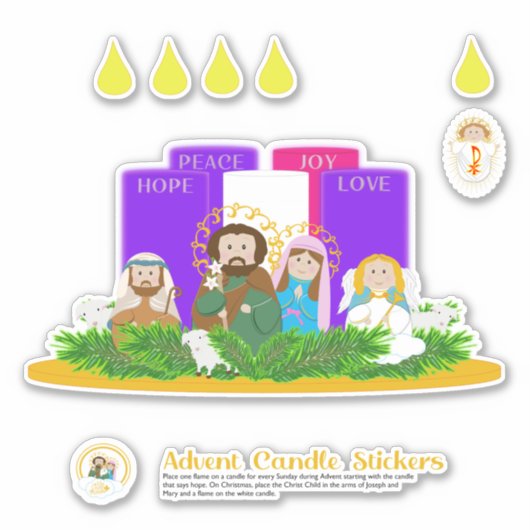 Medium Advent Kaars Stickers (Voorkant)