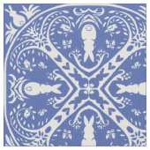 Medium Blue Bunny Rabbit Medallion Pattern Cute Stof (Close Up)