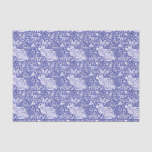 Medium Blue Rabbit Bunny Bird Floral Chinoiserie Tissuepapier