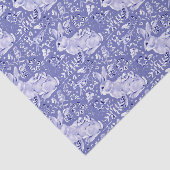 Medium Blue Rabbit Bunny Bird Floral Chinoiserie Tissuepapier (Detail)