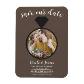 Medium bruine trouwring foto Save the Date Magneet (Verticaal)