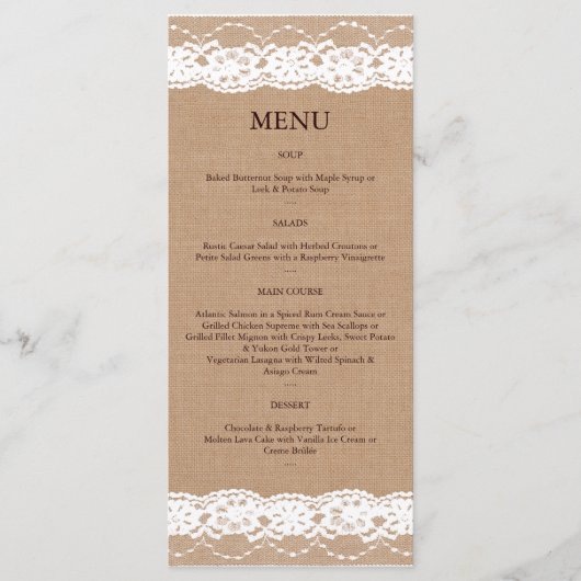 Medium Burlap en kant Menu 2 (Voorkant)