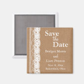 Medium Burlap & Kant Save the Date Magnet Magneet (Voorkant / Achterkant)