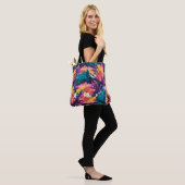 Medium Canvas tas kleur splash voor haar (Op model)