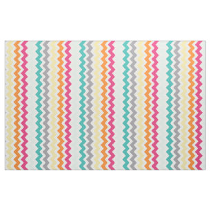 Medium Chevron Pink Oranje Geel Blauwgroen Stof