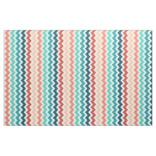 Medium Chevron Stripes Blue Coral Blauwgroen Stof