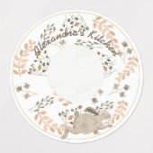 Medium Circle Waterdicht Label met Bunny & Leaves (Design 2)