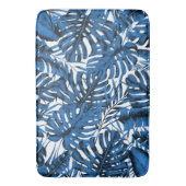 Medium Denim Blue Tropical Palm Leaves Island Badmat (Voorkant Verticaal)