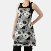 Medium Girly Zwart en Wit Bloemprint Schort (Insitu)