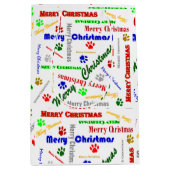 Medium Glossy Christmas Gift Bag w/Dog Paws Medium Cadeauzakje (Voorkant)