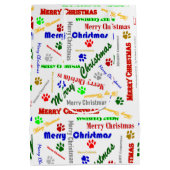 Medium Glossy Christmas Gift Bag w/Dog Paws Medium Cadeauzakje (Achterkant)