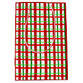 Medium Glossy Plaid Christmas Gift Bag Medium Cadeauzakje (Voorkant)