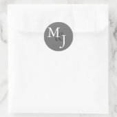 Medium grijs monogram bruiloft envelop afdichtinge ronde sticker (Tas)