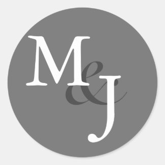 Medium grijs monogram bruiloft envelop afdichtinge ronde sticker