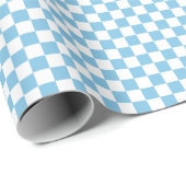 Medium Light Blue en White Checks Wrapping Paper Cadeaupapier (Rol Hoek)
