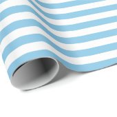 Medium Light Blue en White Stripes Wrapping Paper Cadeaupapier (Rol Hoek)