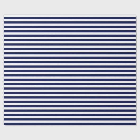 Medium marineblauw- en witstrippapier cadeaupapier (Vlak)