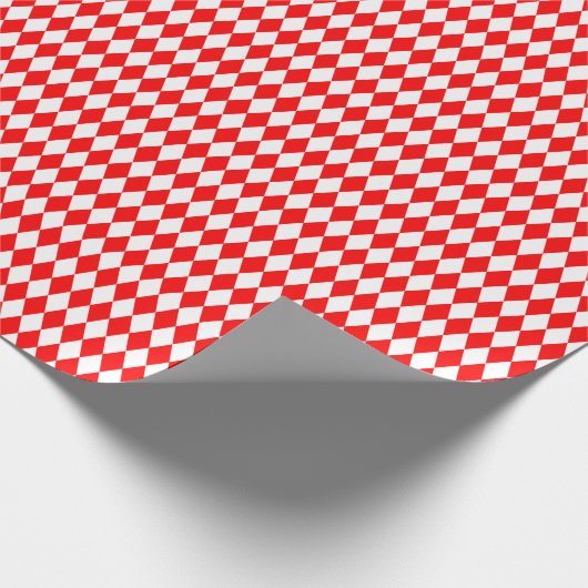 Medium-rood en wit Harlequin-omslagpapier Cadeaupapier (Hoek)